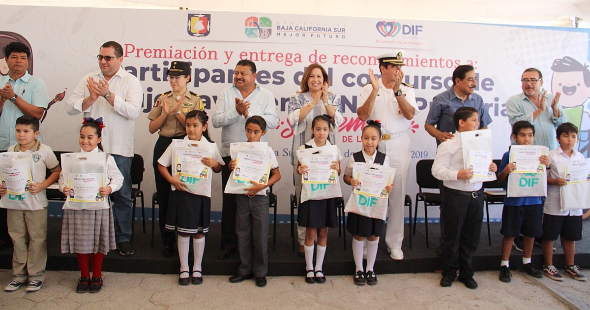 Premian a niñas y niños ganadores del concurso de dibujo pavimental