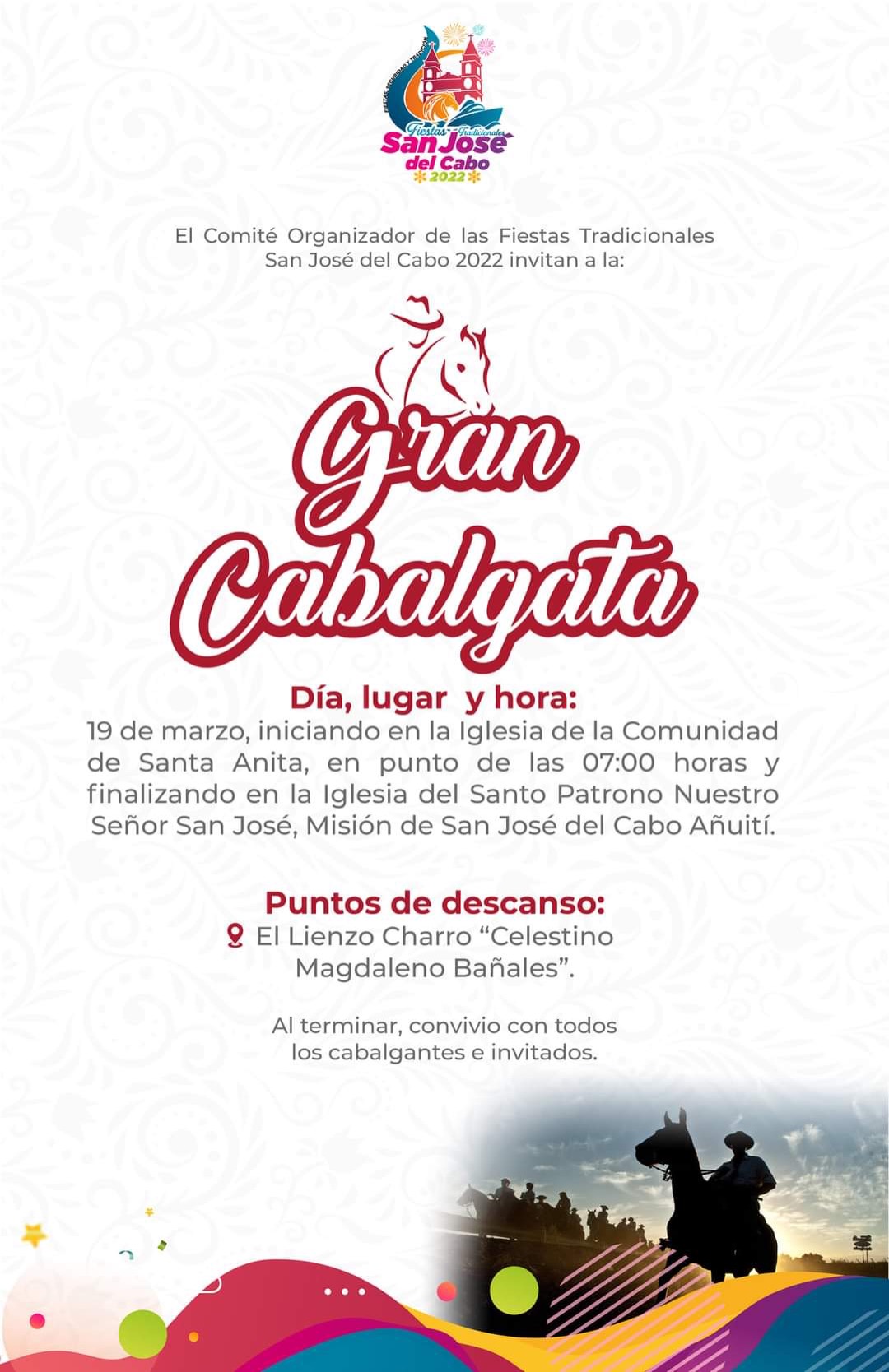 Gran cabalgata y concurso de caballos bailadores que adornarán las Fiestas Tradicionales San José del Cabo 2022
