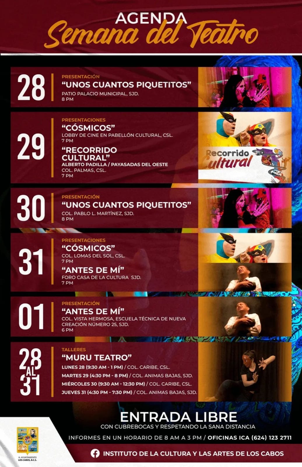 No te pierdas las actividades que se realizarán en Los Cabos por la conmemoración del ”Día Mundial del Teatro”