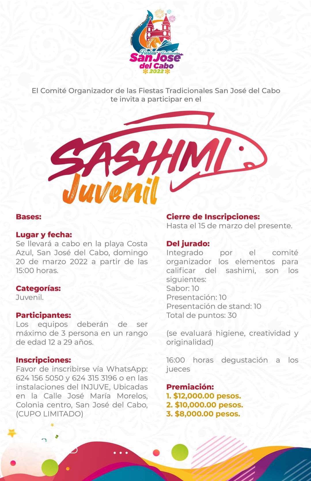 Higiene, creatividad y originalidad, serán elementos a evaluar en el concurso de Sashimi Juvenil Los Cabos