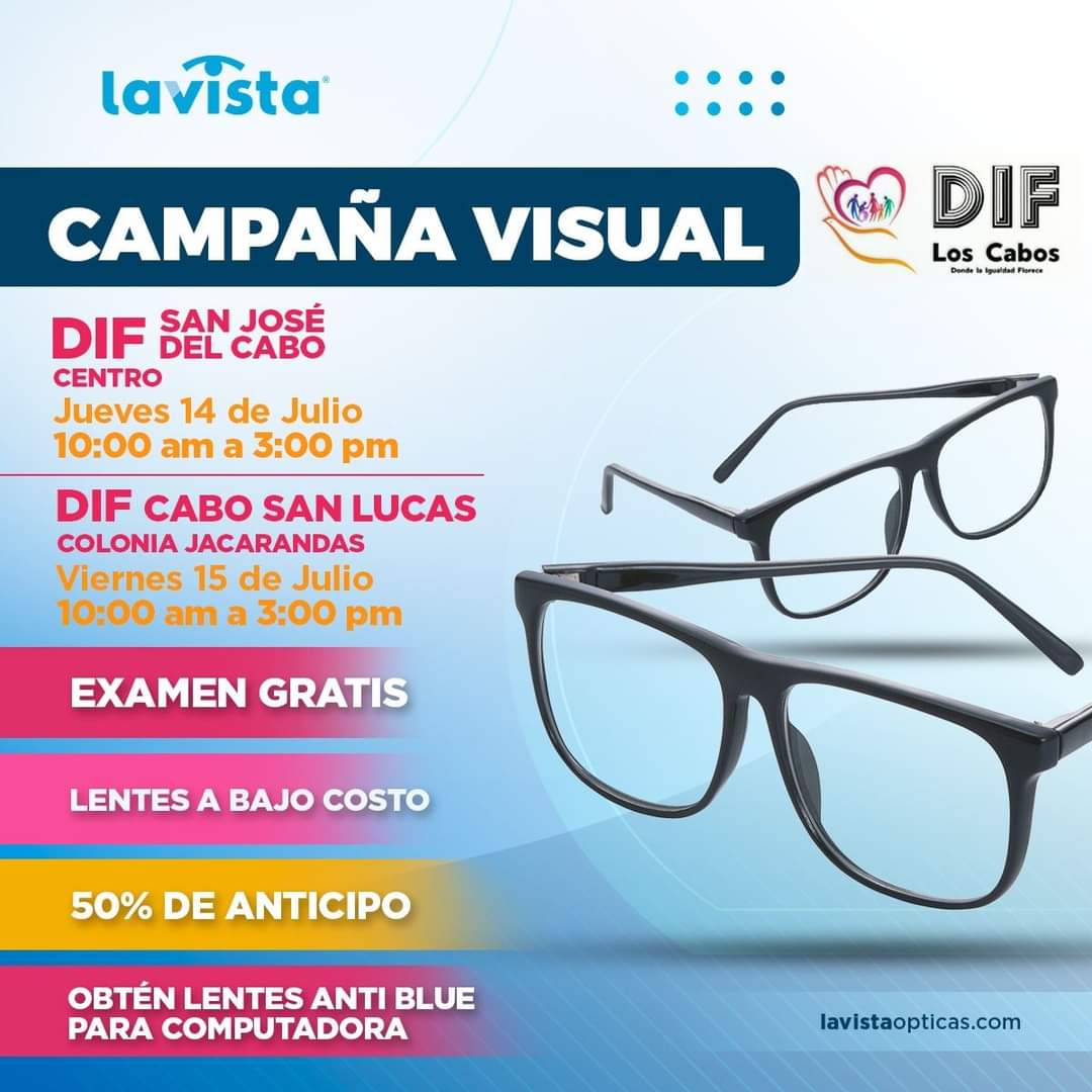 DIF Los Cabos te invita a aprovechar su Campaña Visual para adquirir lentes a bajo costo