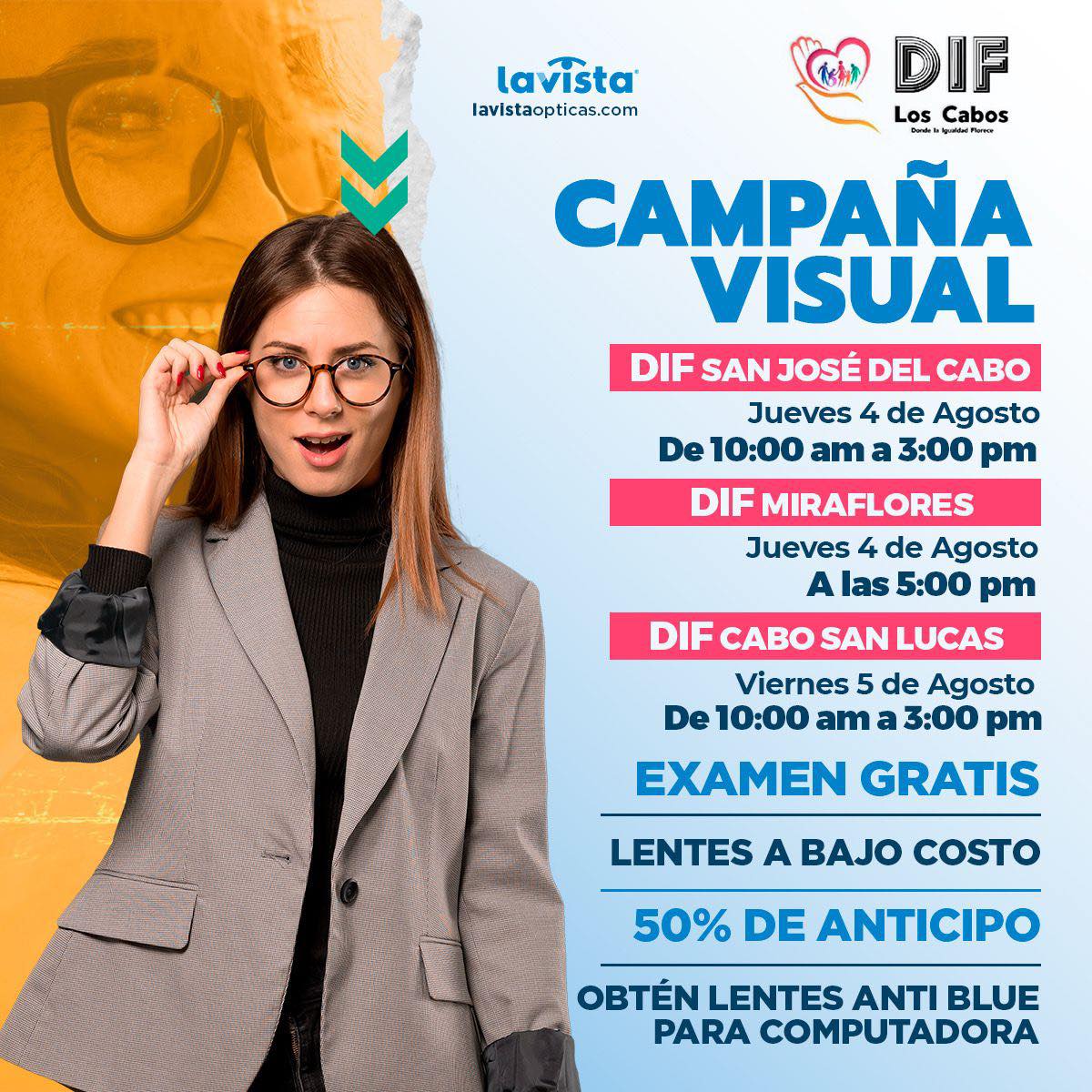 DIF Los Cabos y La Vista óptica continuarán con la campaña visual en SJC, CSL y Miraflores