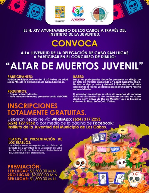 Participa en el Concurso de Dibujo de Altar de Muertos del INJUVE Los Cabos