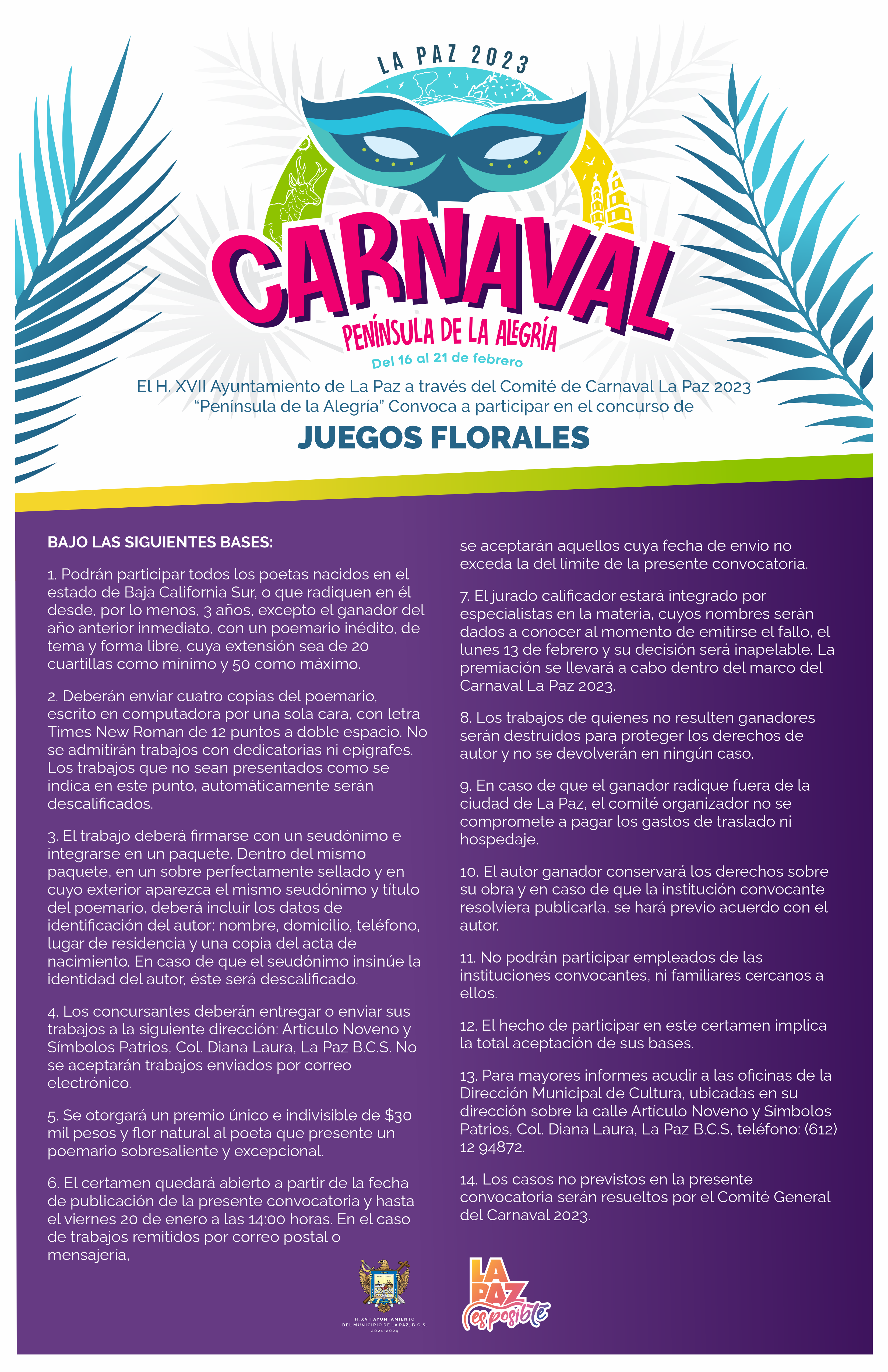 Convocan a poetas al concurso Juegos Florales del Carnaval La Paz 2023