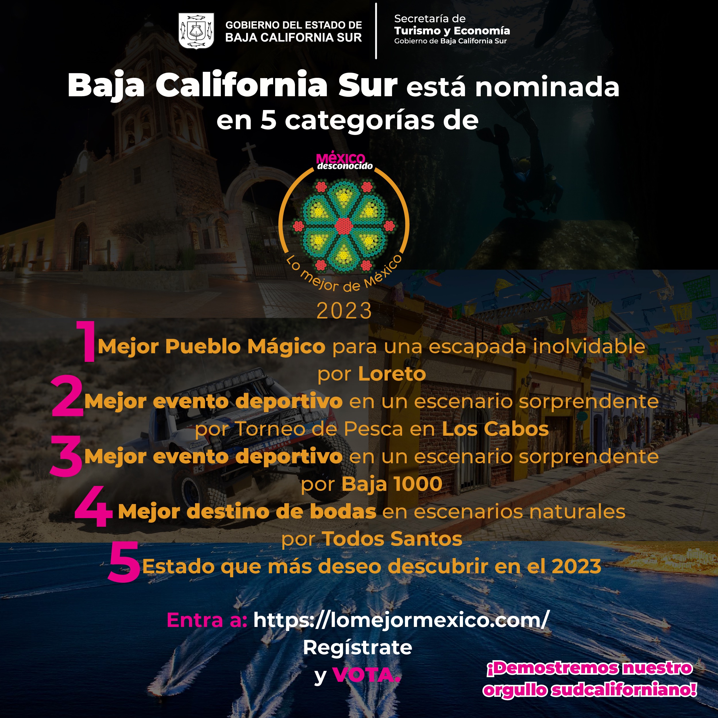 Baja California Sur está nominado en 5 categorías del concurso ”Lo mejor de México” 2023