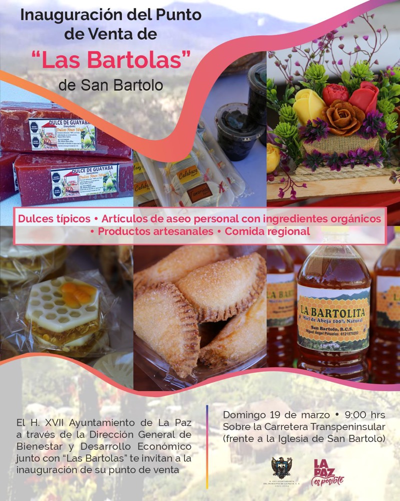 Invitan a inauguración de punto de venta de Las Bartolas