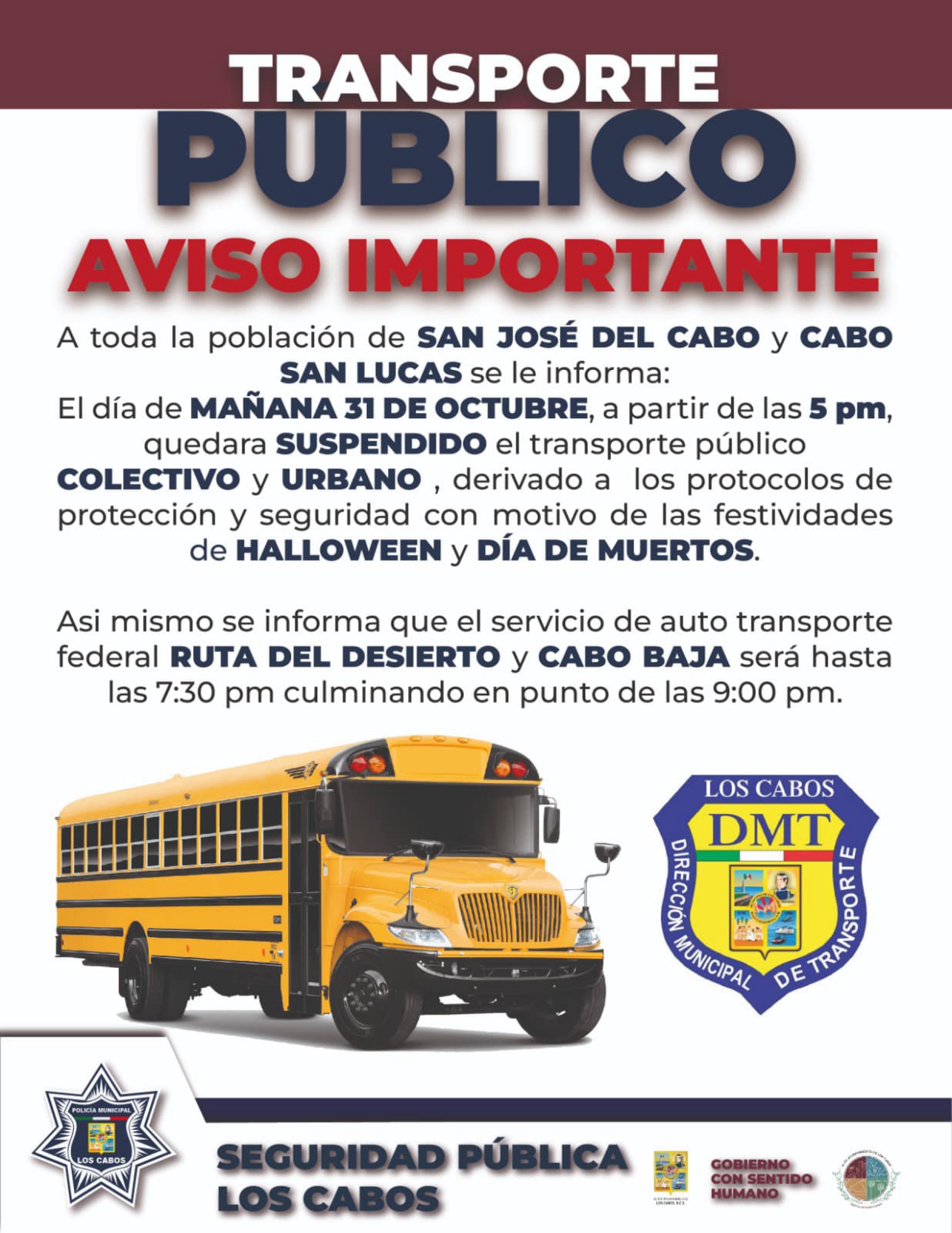 Seguridad Pública de Los Cabos emite recomendaciones con motivo de Halloween y Día de Muertos; para prevenir delitos y mantener la paz en la vía pública