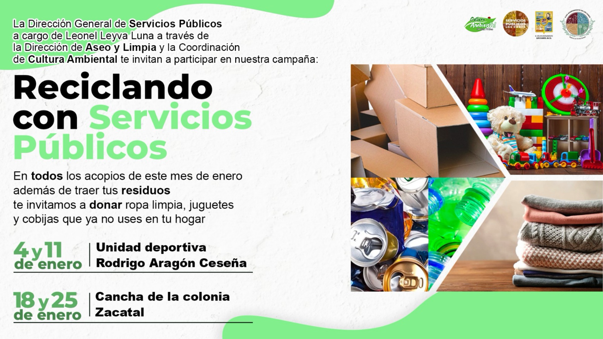 Convocan a ciudadanía de Los Cabos a participar en campaña Reciclando Con Servicios Públicos