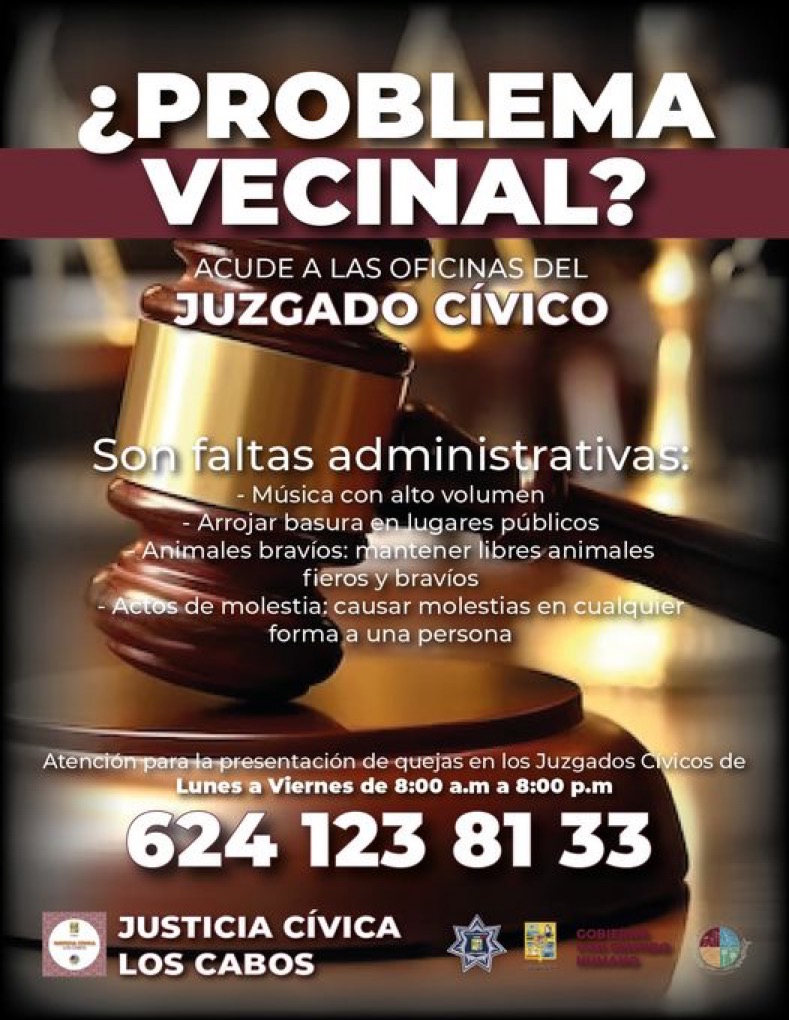 Justicia Cívica a disposición de la ciudadanía de Los Cabos; solución pacífica a dificultades entre habitantes del municipio