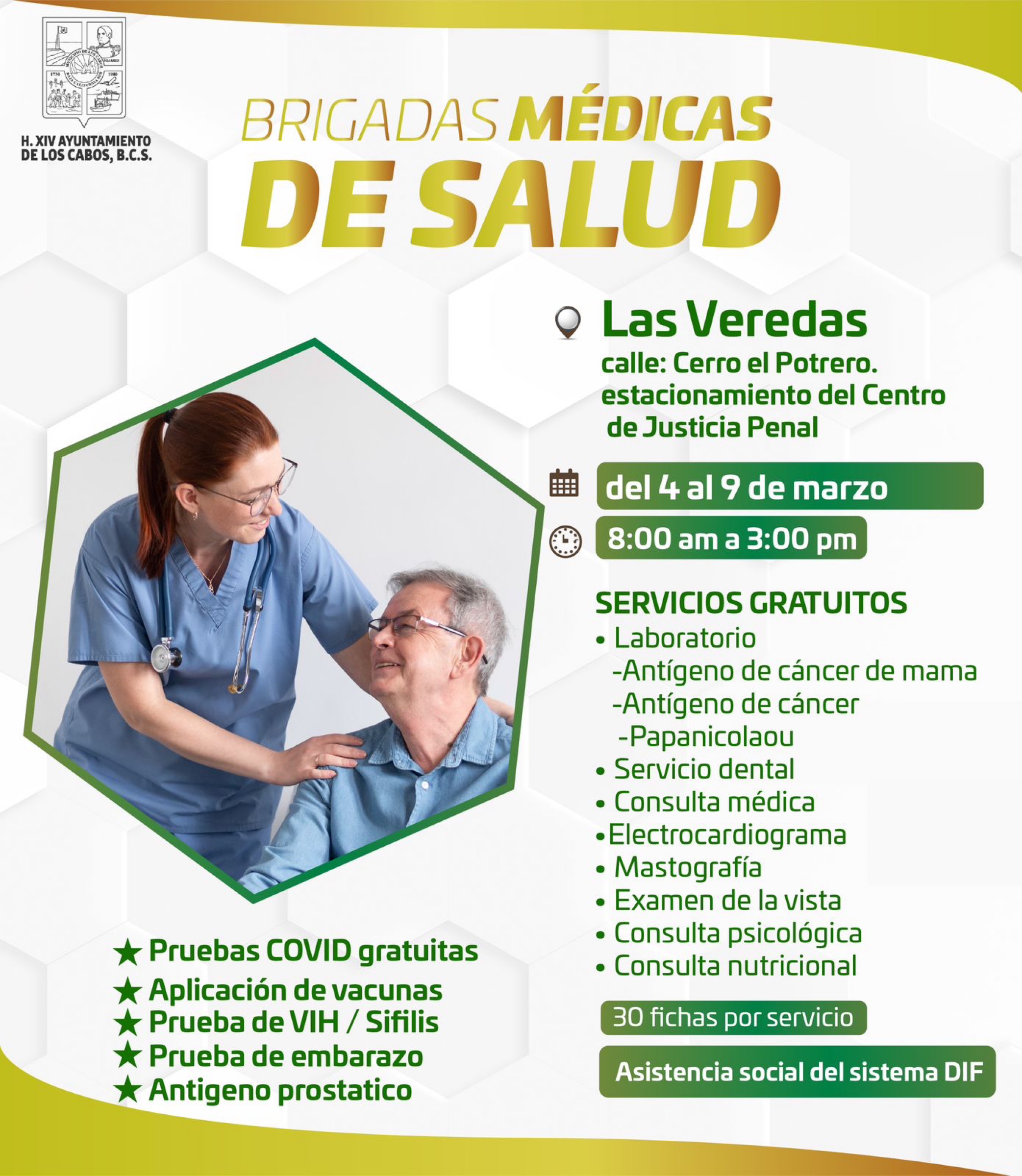 “Brigadas Médicas de Salud” brindarán atención en estacionamiento del edificio de Justicia Penal de San José del Cabo, del 04 al 09 de marzo