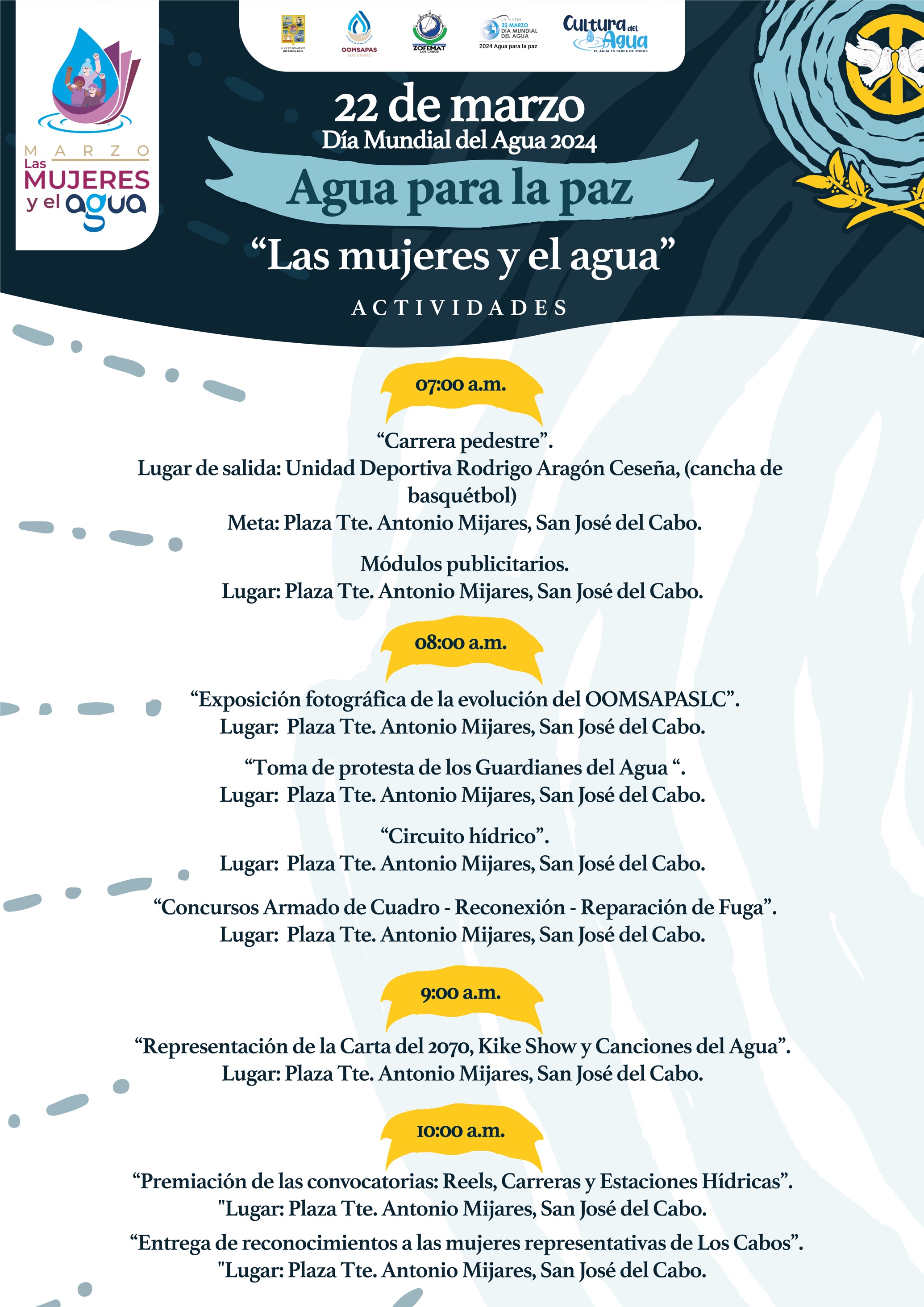 Oomsapas Los Cabos da a conocer programa del “Día Mundial del Agua”; este 2024 con el lema establecido por la ONU: “Agua para La Paz”