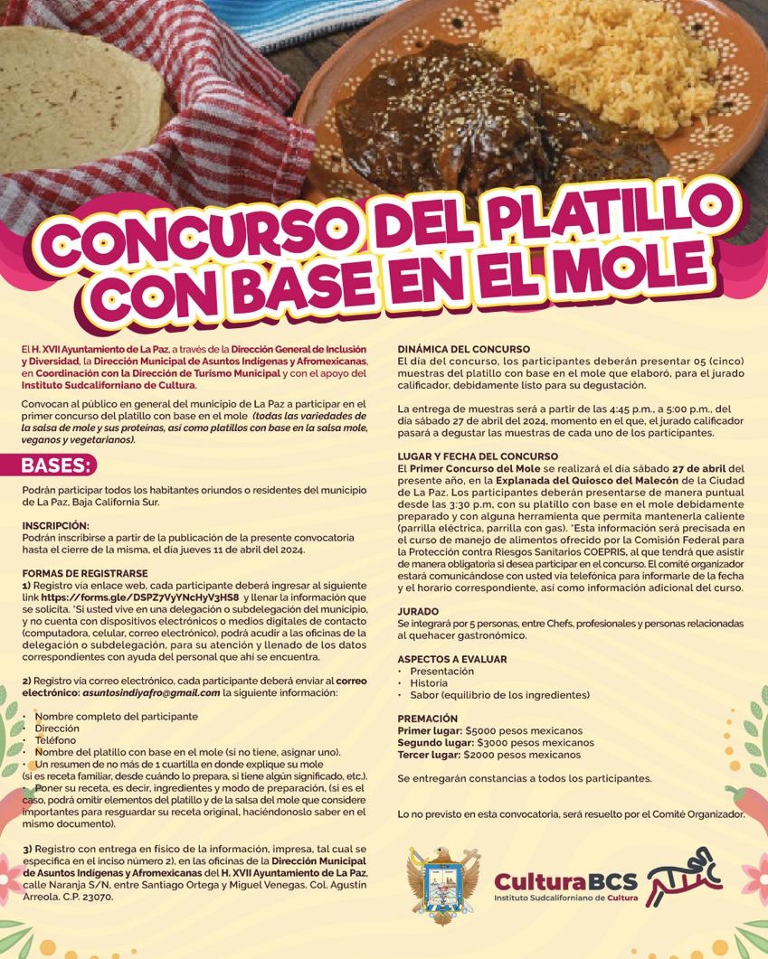 Abierta convocatoria para Concurso del platillo con base en el Mole