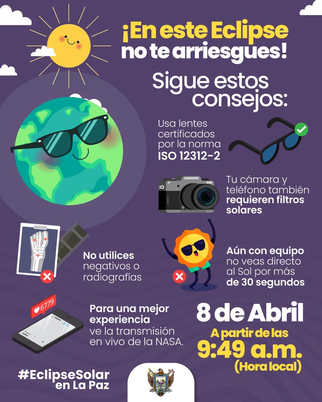 Brinda Protección Civil recomendaciones para disfrutar el eclipse solar del 08 de abril