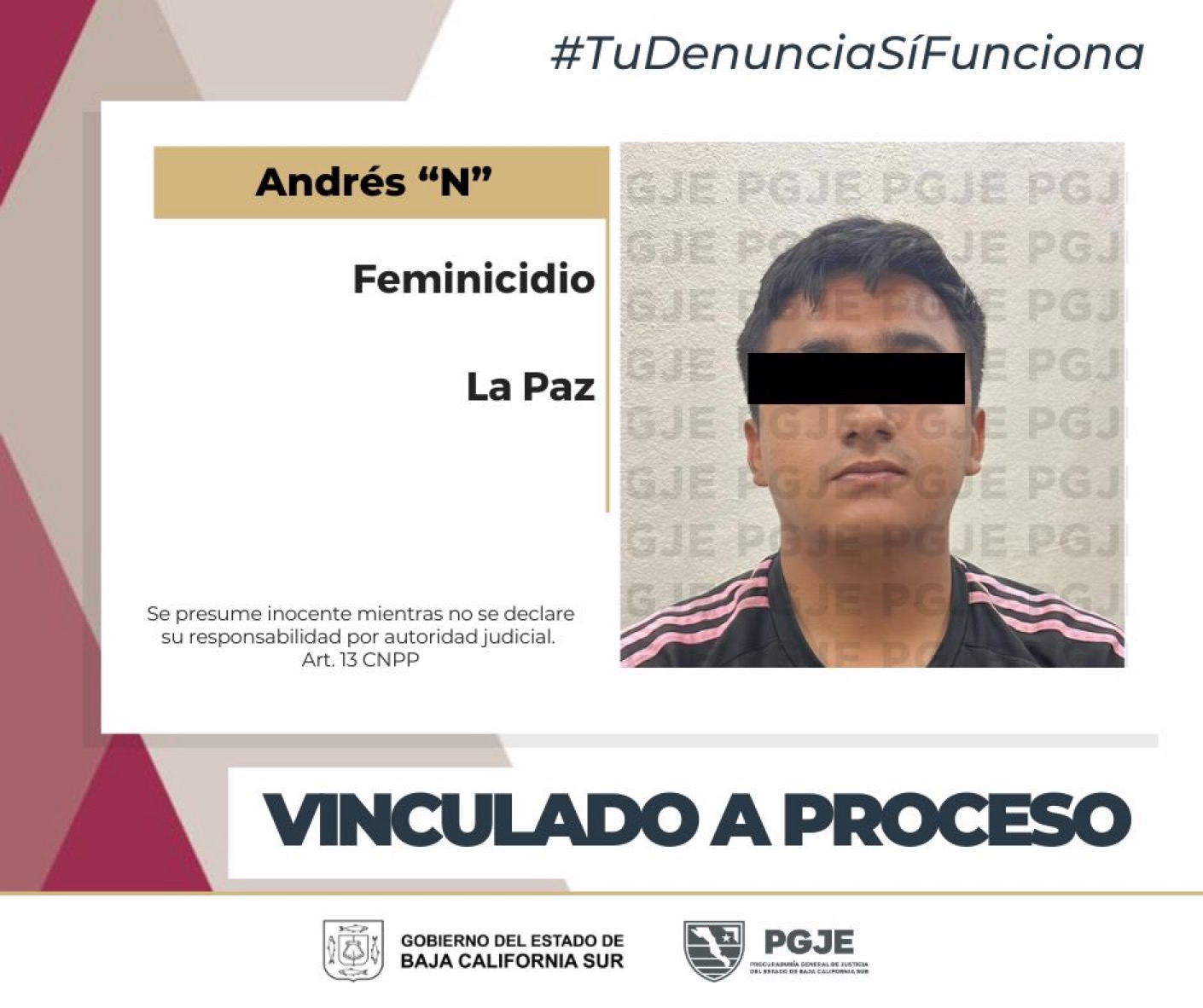 Vinculan a proceso y en prisión preventiva a Andrés “N” imputado por feminicidio