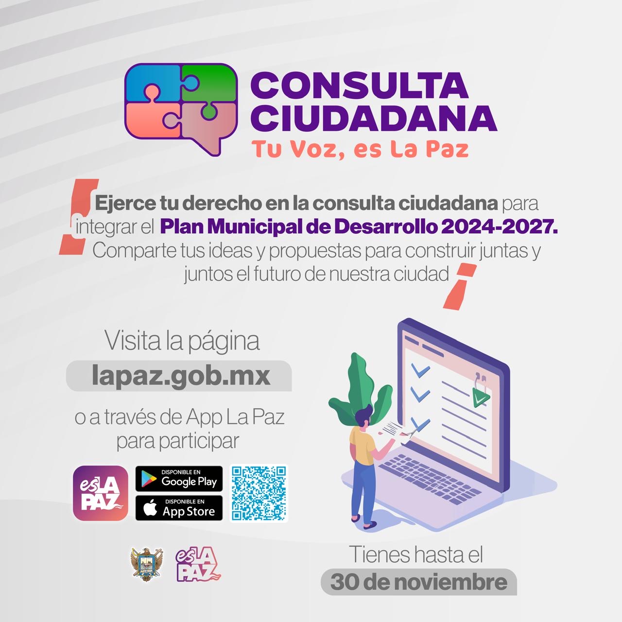 Invita Gobierno Municipal a participar en la Consulta Ciudadana “Tu voz, es La Paz”