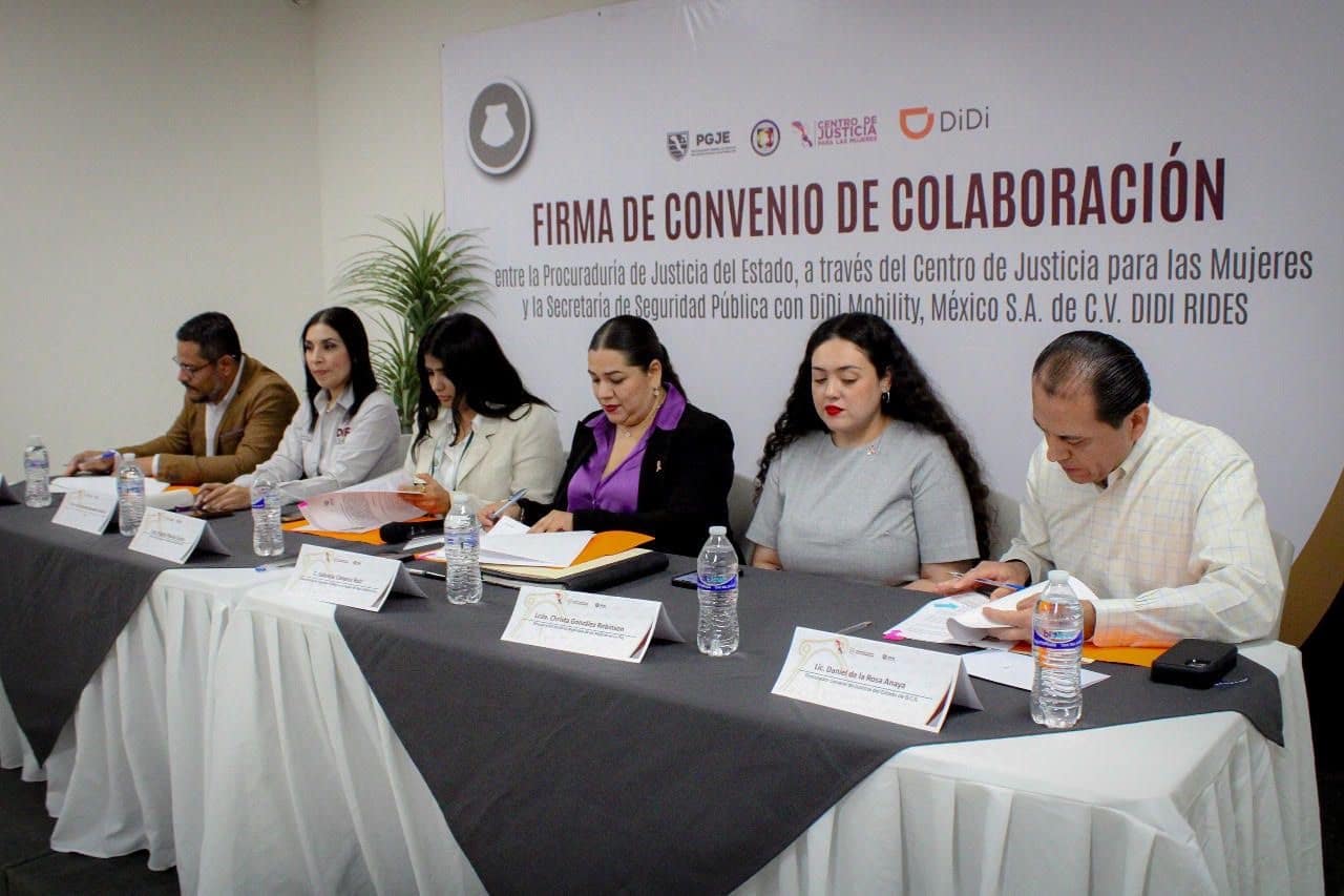 FIRMA PGJE CONVENIO DE COLABORACIÓN CON DiDi QUE OFRECERÁ CUPONES DE VIAJE A USUARIAS DEL CENTRO DE JUSTICIA DE MUJERES Y EN MATERIA DE SEGURIDAD