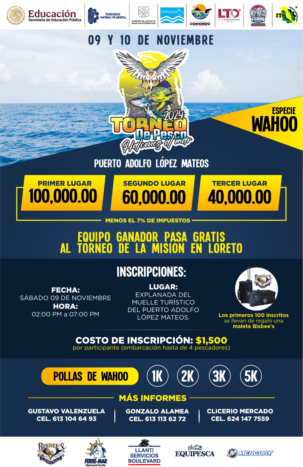 ANUNCIAN 9 Y 10 DE NOVIEMBRE TORNEO DE PESCA “HALCONES AL MAR 2024”