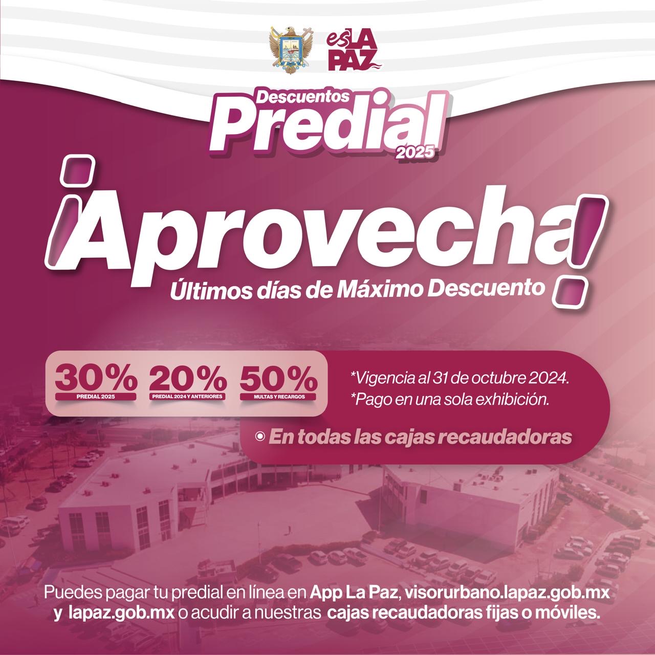 Aprovecha los últimos días del 30% de descuento en el pago del predial 2025