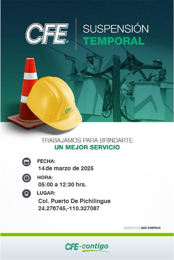 Aviso de corte de suministro eléctrico por obra de modernización del Puerto de Pichilingue: API-BCS