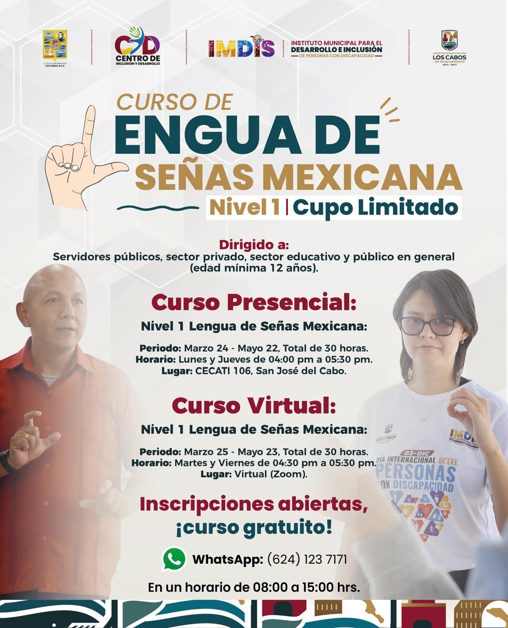 Anuncian curso gratuito de Lengua de Señas Mexicana en Los Cabos; buscan fortalecer inclusión