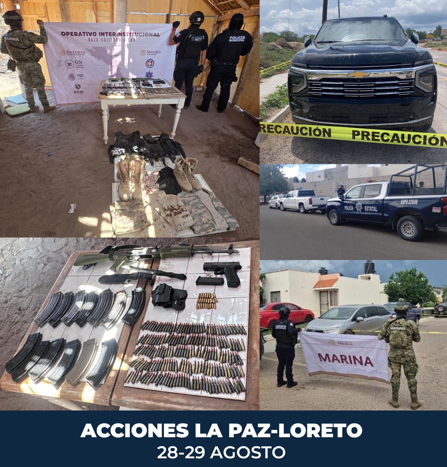 Aseguran armas, chalecos, cargadores y vehículos en operaciones realizadas en La Paz y Loreto