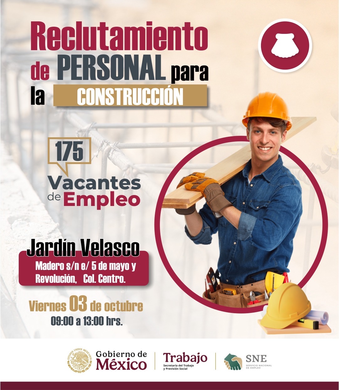 Realizará SNE reclutamiento con vacantes en el área de la construcción