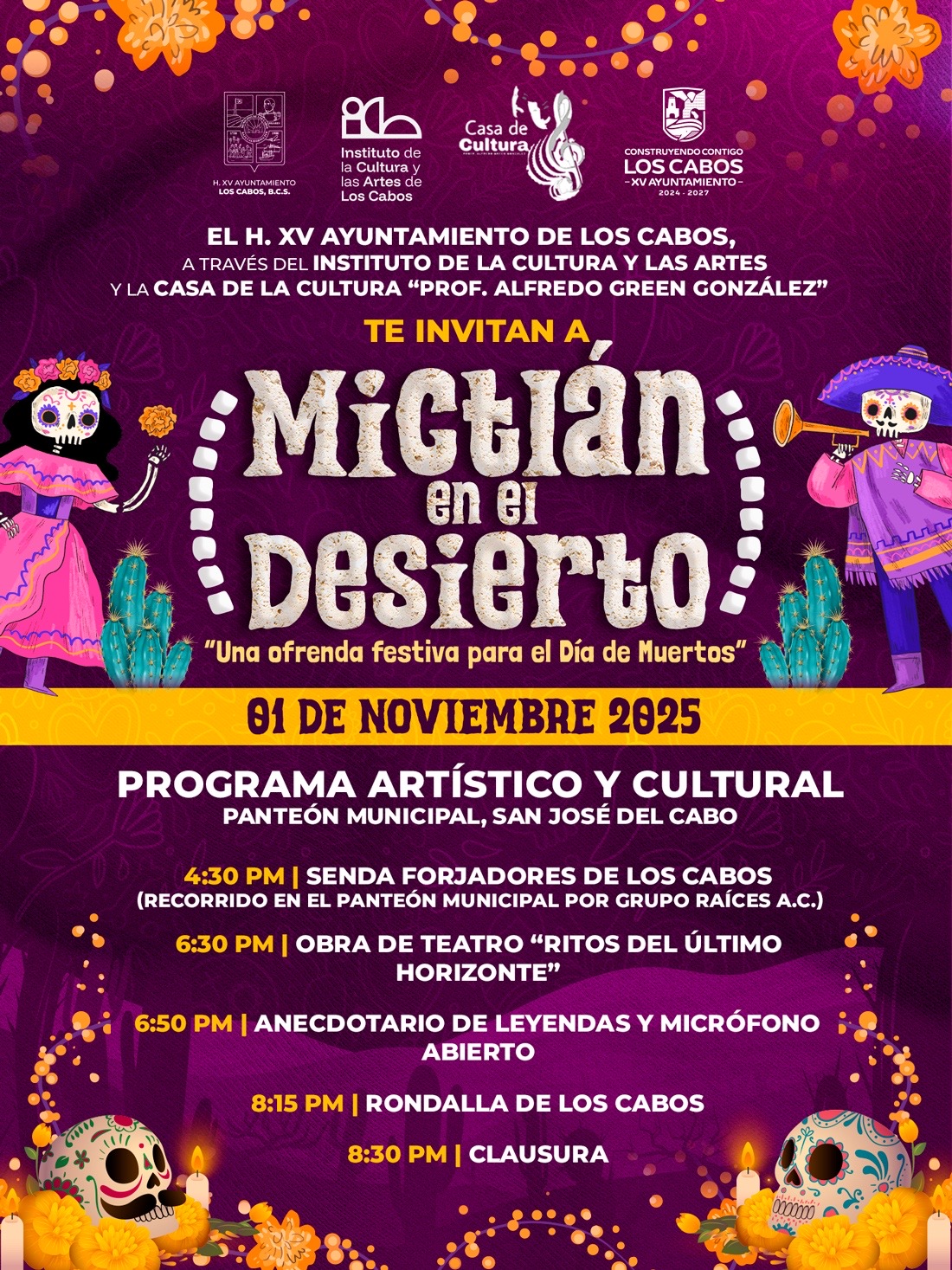Celebrará Los Cabos el Día de Muertos 2025 con el festival “Mictlán en el Desierto”