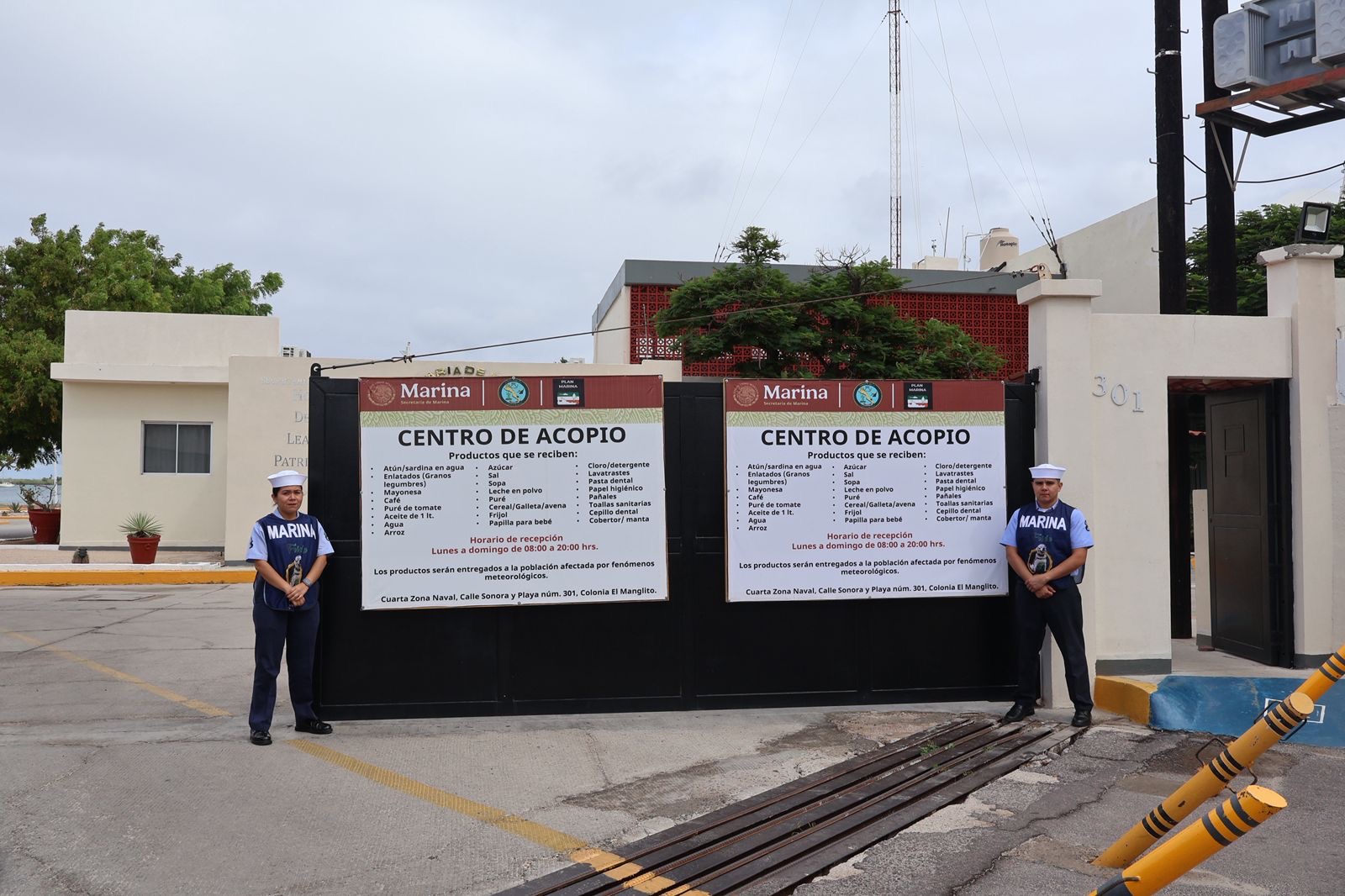 Marina activa centros de acopio en apoyo a la población damnificada, tras los efectos de los recientes fenómenos meteorológicos en el país