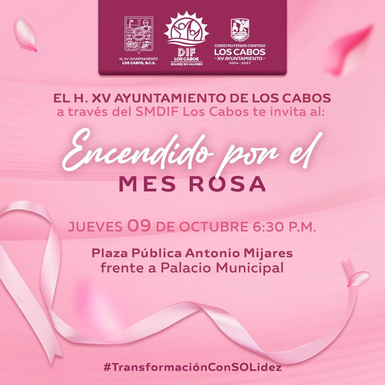 Invita DIF Los Cabos al encendido de luces por el Mes Rosa