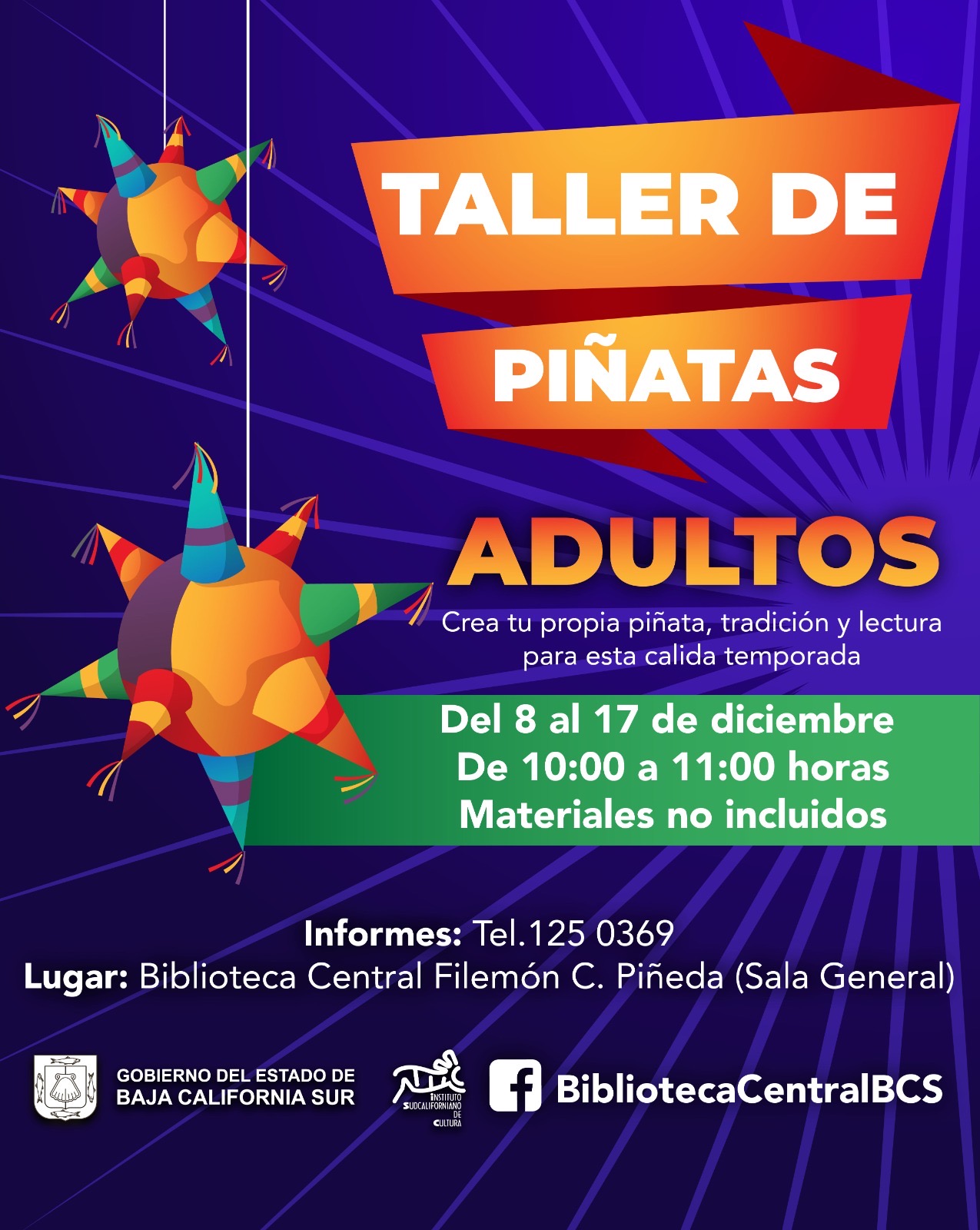 Invita Instituto Sudcaliforniano de Cultura a taller gratuito de elaboración de piñatas