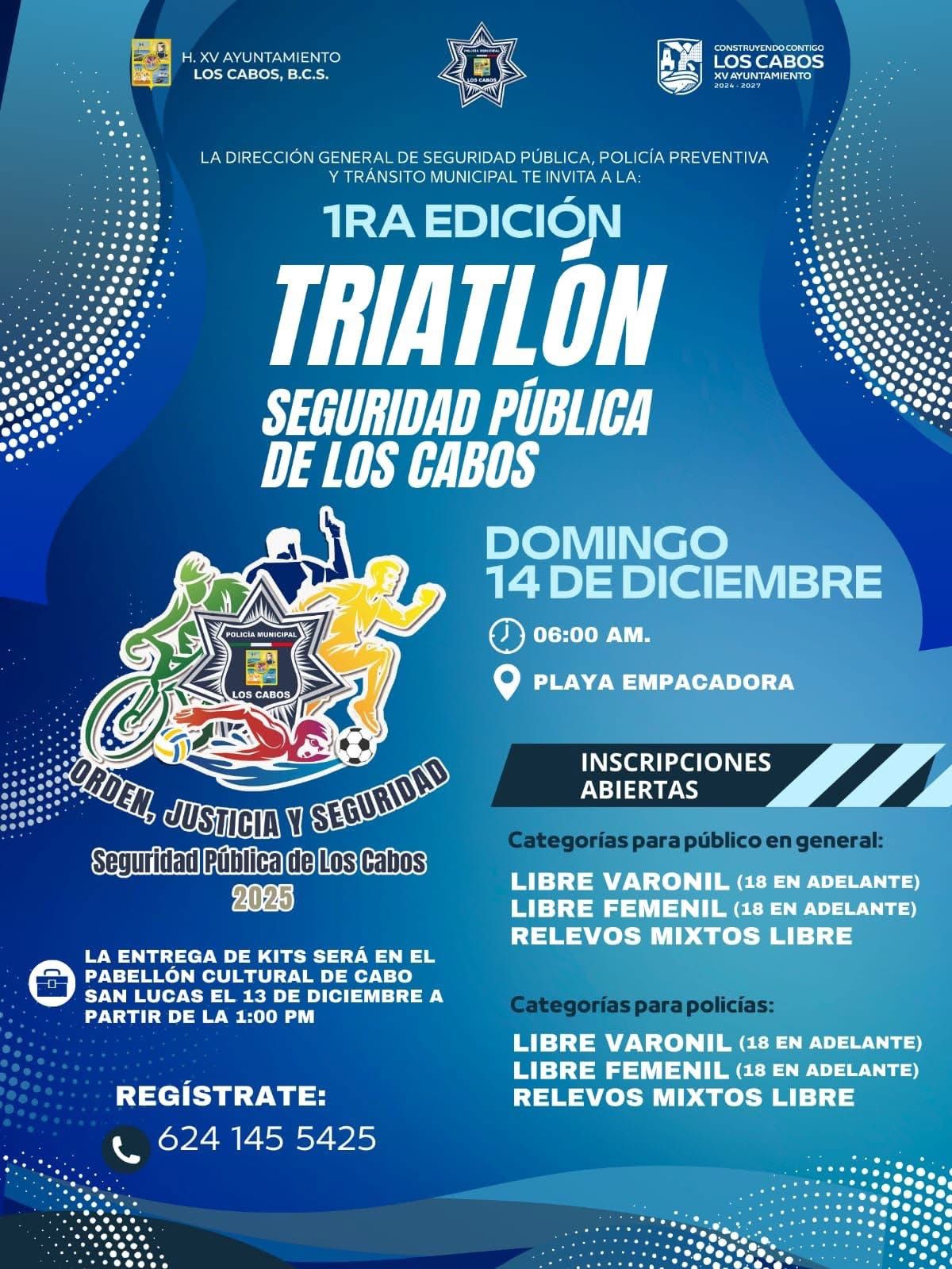 Invitan a participar en el Triatlón Seguridad Pública 2025 en Cabo San Lucas