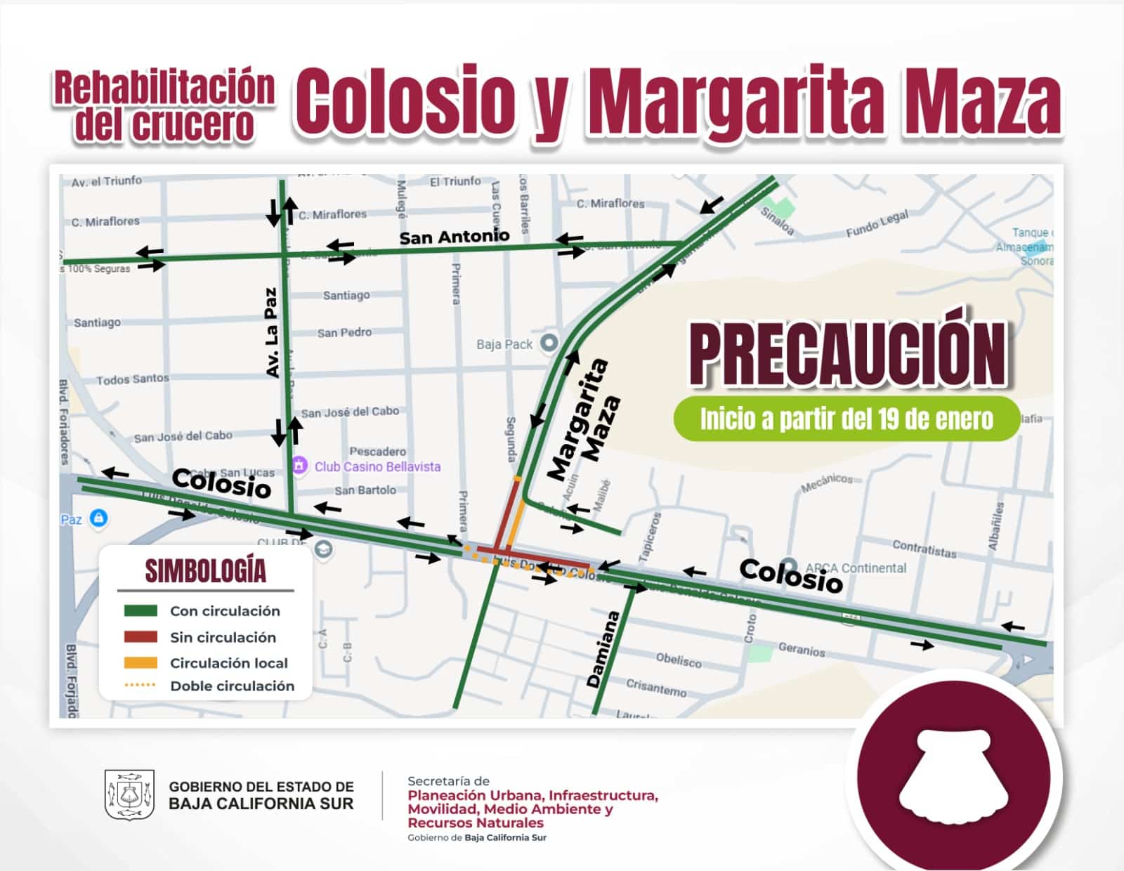 Iniciará Gobierno del Estado reconstrucción del crucero Colosio y Margarita Maza en La Paz con inversión de 6.7 mdp