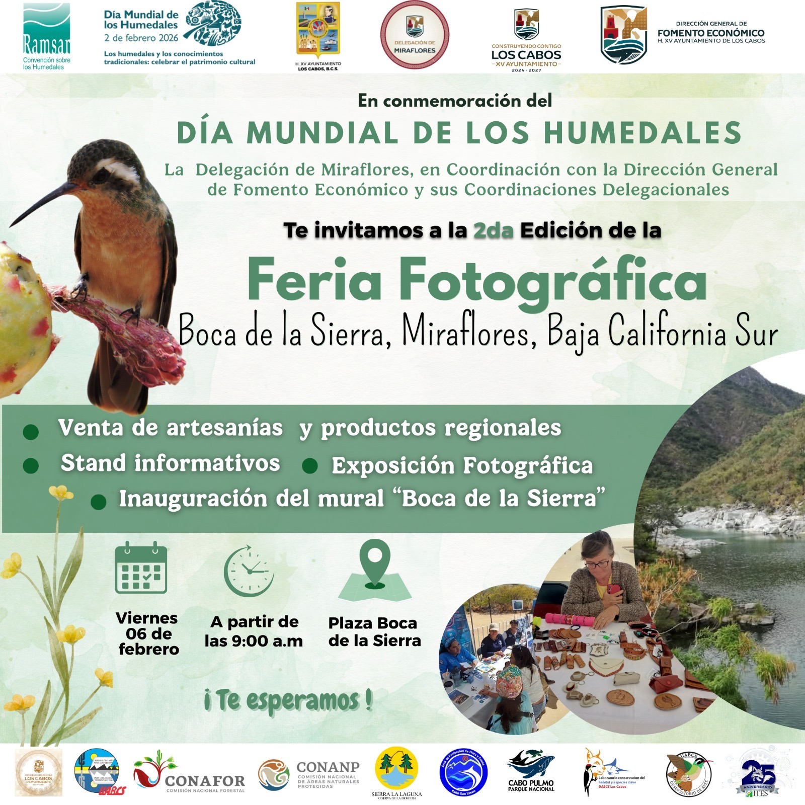 Invita XV Ayuntamiento de Los Cabos a conmemorar el Día Mundial de los Humedales en Miraflores