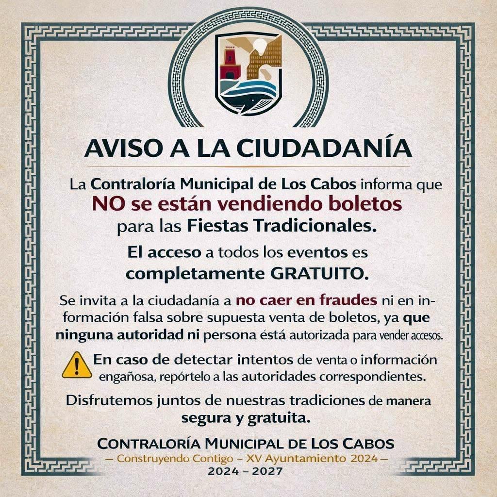 Acceso a eventos de las Fiestas Tradicionales San José del Cabo será totalmente gratuito