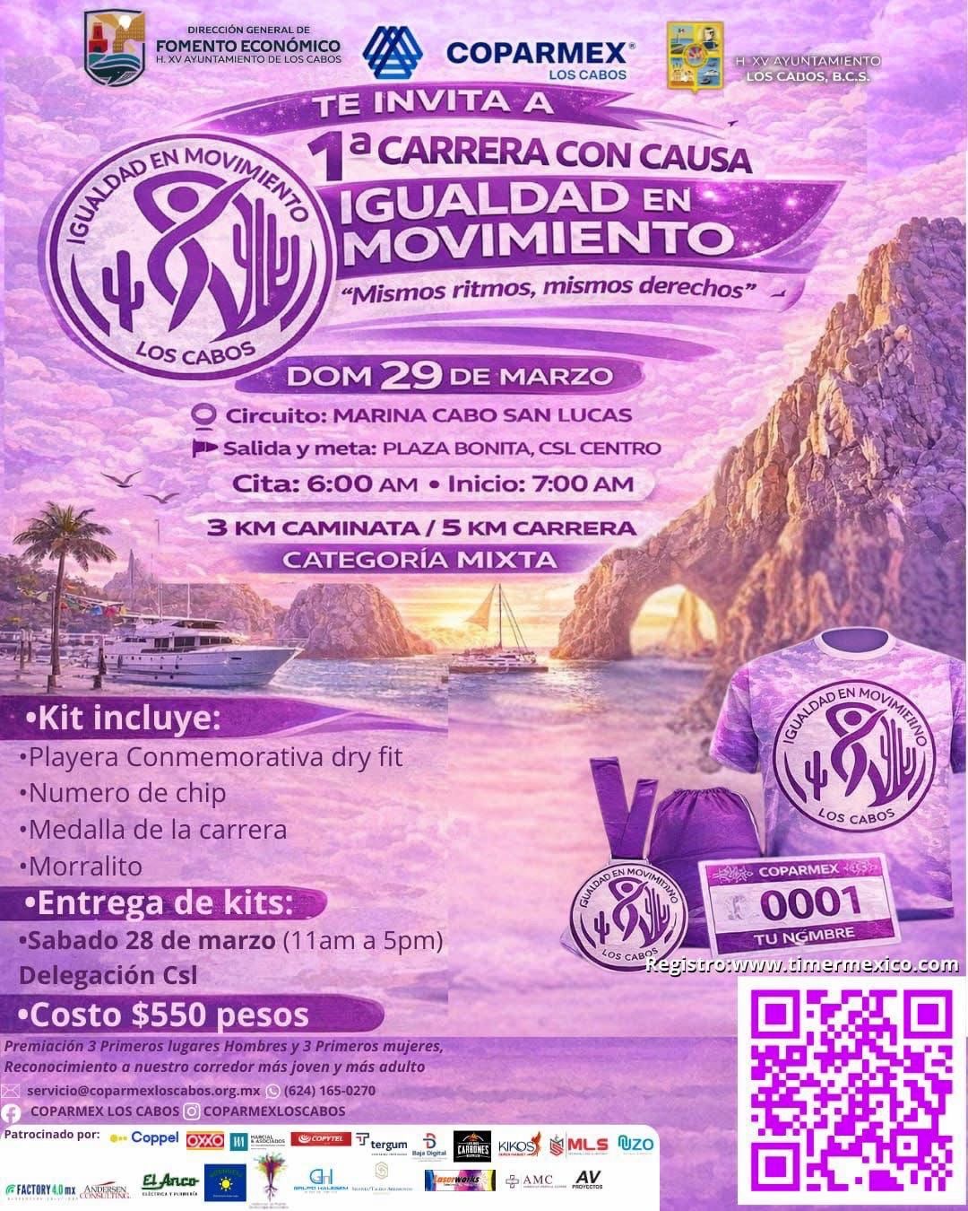 Invitan a participar en la 1ª Carrera con Causa “Igualdad en Movimiento” en Cabo San Lucas