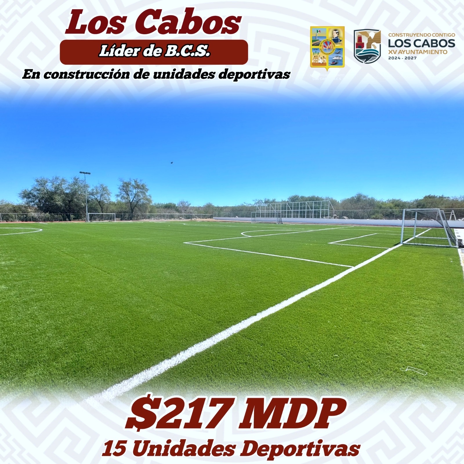 Se posiciona Los Cabos como líder estatal en construcción de unidades deportivas