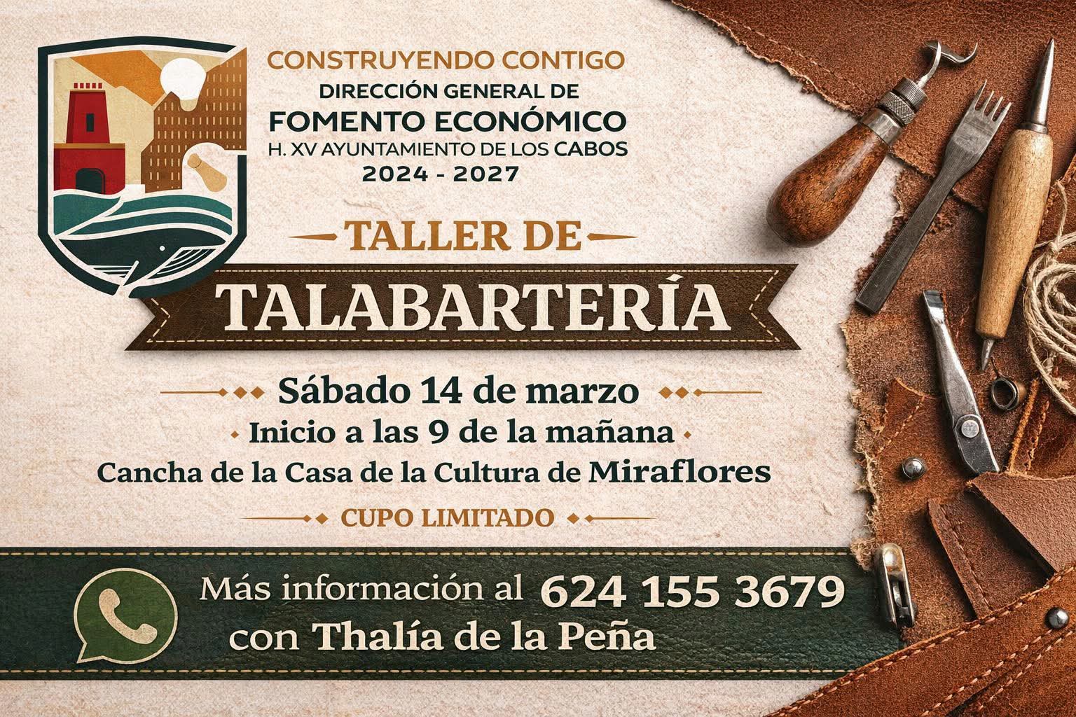 Anuncian taller gratuito de talabartería en Miraflores; será el 14 de marzo
