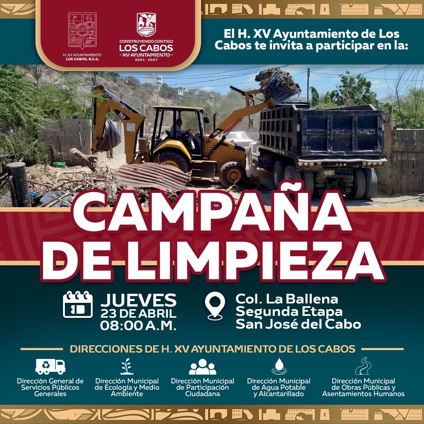 Este jueves 23 de abril Gran campaña de limpieza en colonia La Ballena segunda etapa