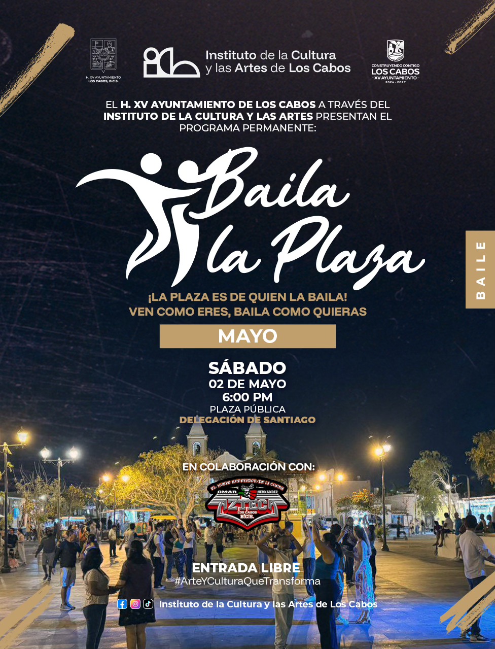 Invita ICA Los Cabos a “Baila la Plaza” este 2 de mayo en Santiago