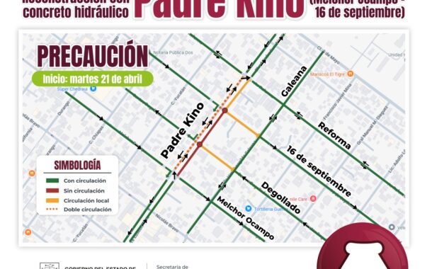 Gobierno del Estado realizará reconstrucción integral del bulevar Padre Kino con inversión de 11.28 mdp