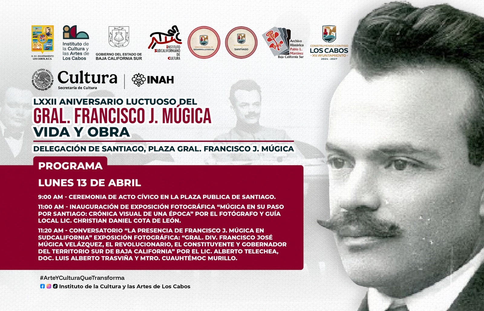 Invitan a conmemorar el LXXII Aniversario Luctuoso del Gral. Francisco J. Múgica en Santiago