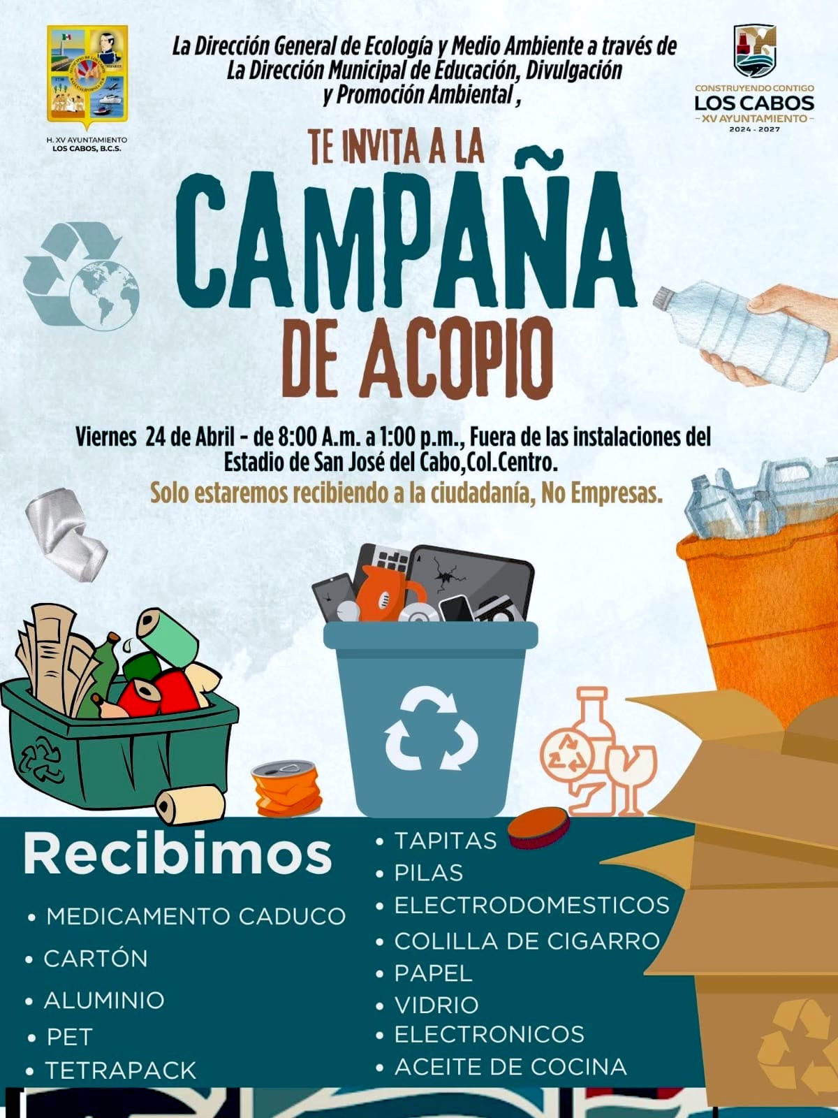 Invitan a campaña de reciclaje este 24 de abril en San José del Cabo