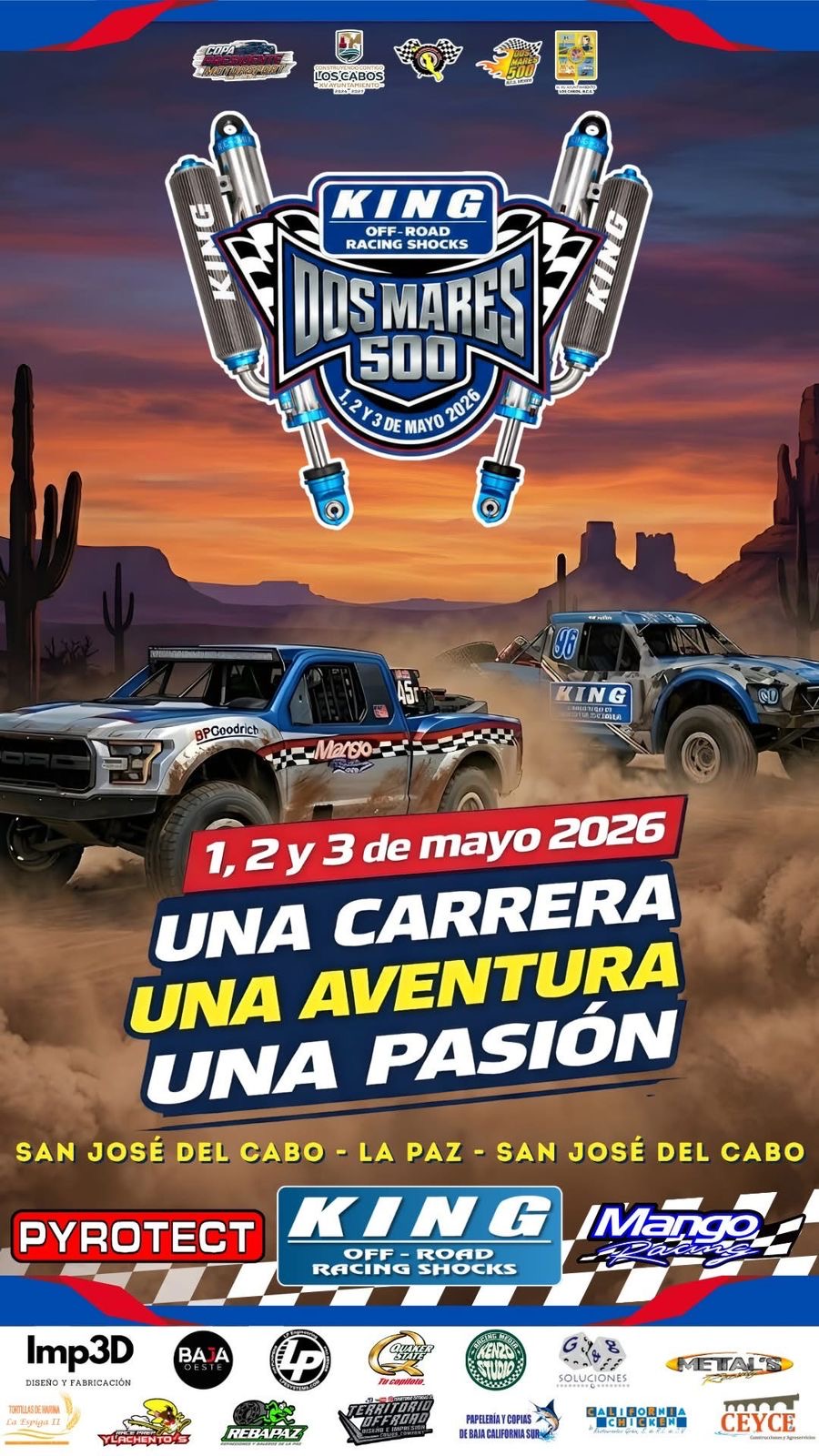 Todo listo en Los Cabos para la carrera Dos Mares 500 este 1, 2 y 3 de mayo
