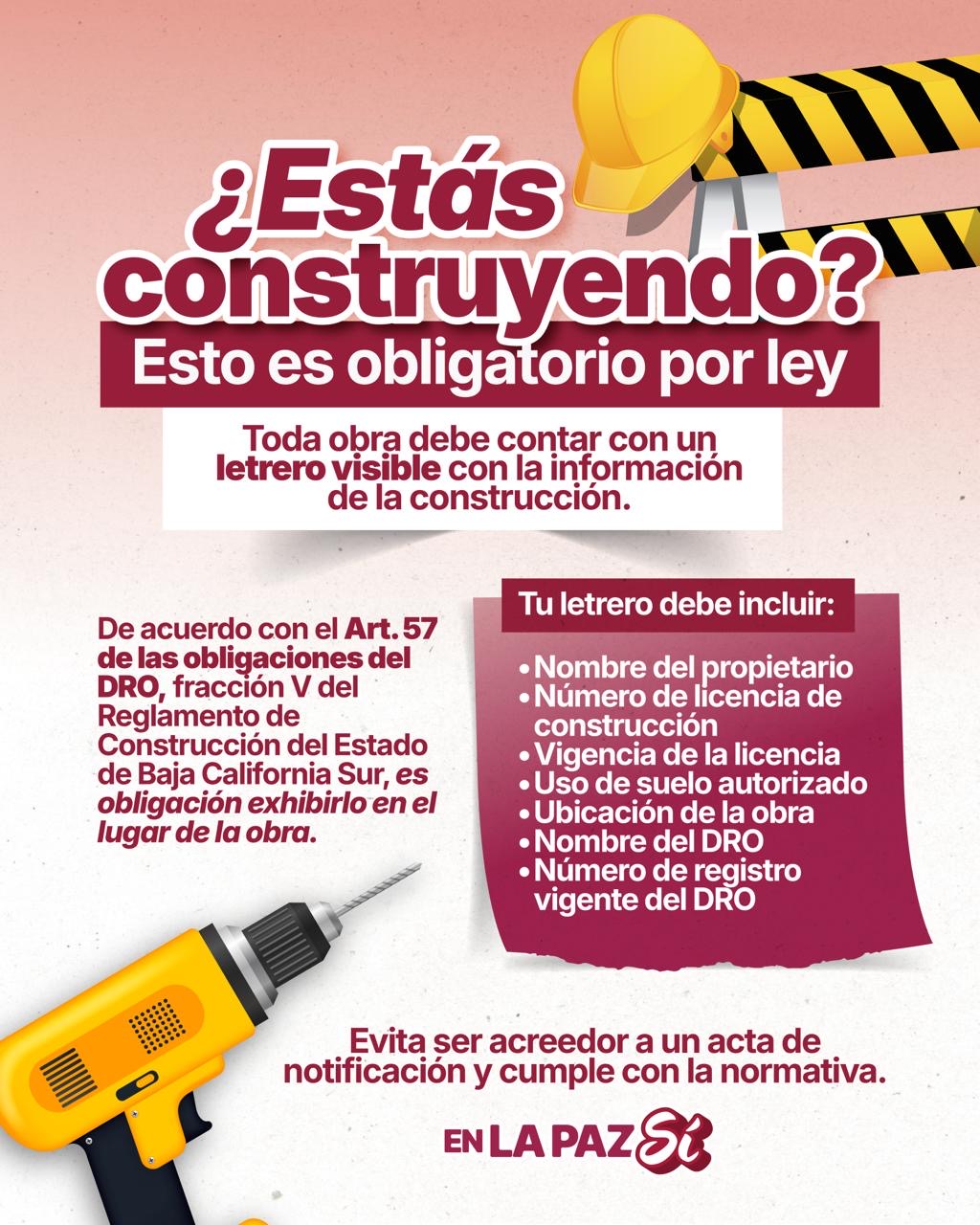 Exhorta Gobierno Municipal a constructores a garantizar legalidad de obras en La Paz